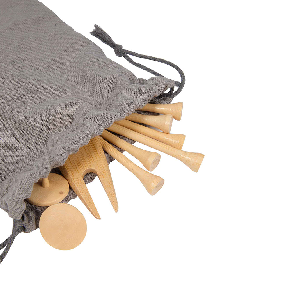 Bamboo Golf Tee Set with Recycled Pouch