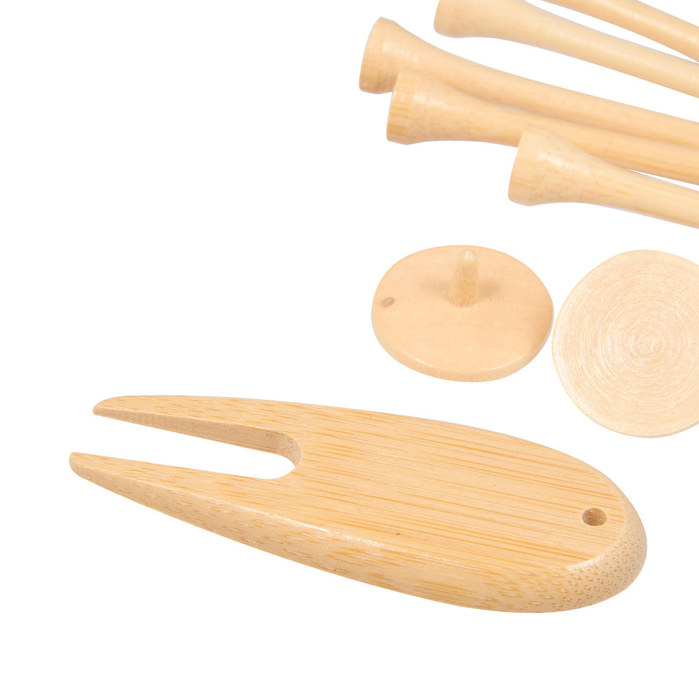 Bamboo Golf Tee Set with Recycled Pouch
