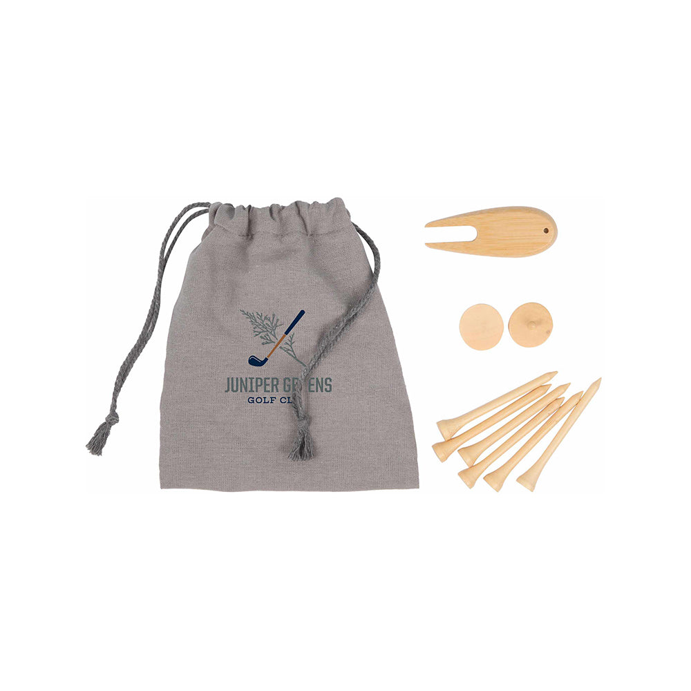 Bamboo Golf Tee Set with Recycled Pouch
