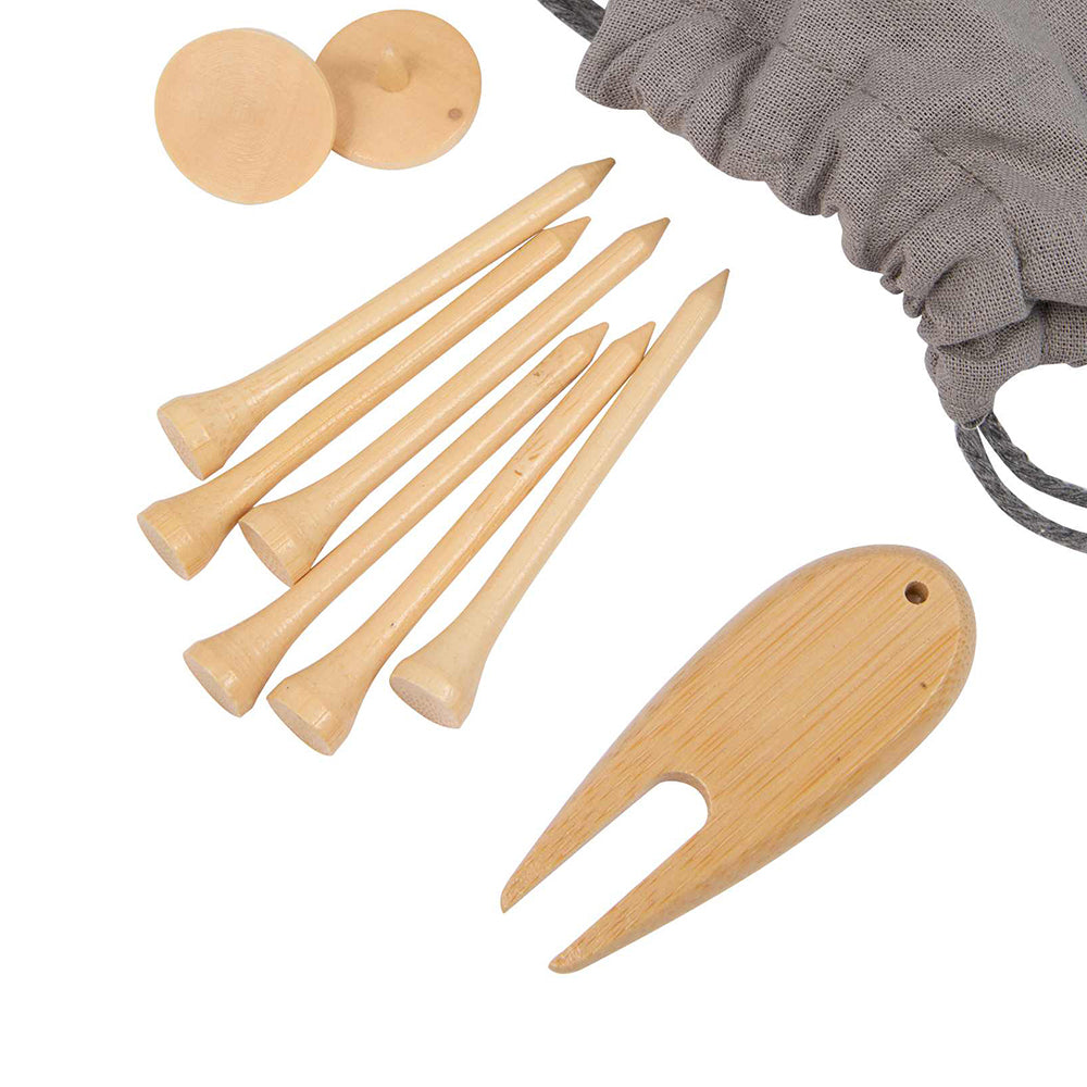 Bamboo Golf Tee Set with Recycled Pouch